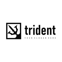 Trident logo weapon concept,  pitchfork weapon as a symbol of poseidon, neptune, the god of the sea, design illustration concept for product brand, shop, template and poster