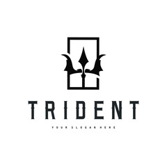 Trident logo weapon concept,  pitchfork weapon as a symbol of poseidon, neptune, the god of the sea, design illustration concept for product brand, shop, template and poster
