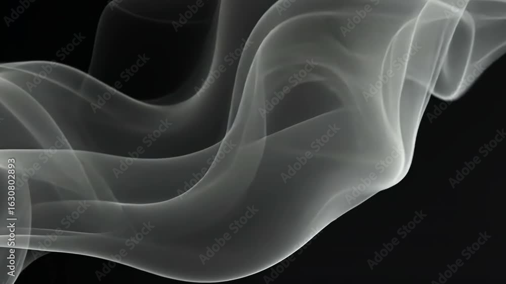 Poster ethereal smoke swirls and delicate curves flow gracefully against dark background, creating calming 
