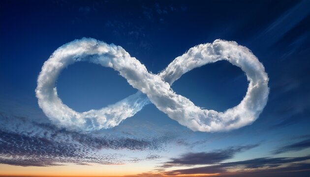 infinity symbol formed by clouds in a dramatic sky