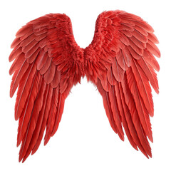 Red angel wings realistic element isolated on transparent background  
