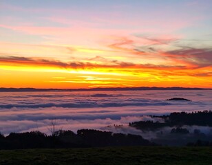 Fototapeta premium Colorful sunset over clouds