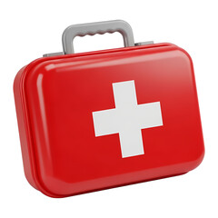 3D Red Medical First Aid Kit Emergency Box Icon