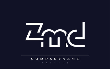 ZMD Minimalistic Logo Design Featuring Geometric Shapes and Simple Typography. Abstract letter logo design