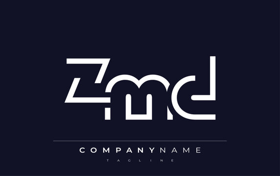 ZMD Minimalistic Logo Design Featuring Geometric Shapes and Simple Typography. Abstract letter logo design