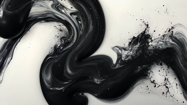 Abstract Ink Movement on White Background Creating Dynamic Patterns and Designs