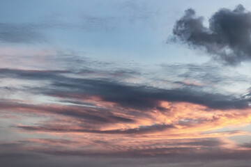 Beautiful sunset with clouds in the sky. Colorful sky.
