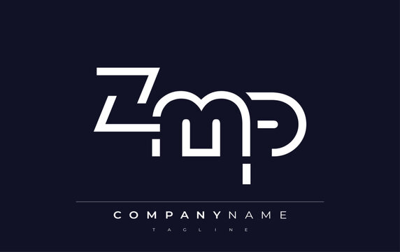 ZMP Minimalistic Logo Design Featuring Geometric Shapes and Simple Typography. Abstract letter logo design