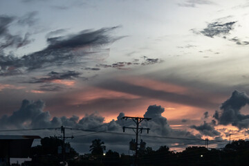Fototapeta premium Beautiful sunset with clouds in the sky. Colorful sky.