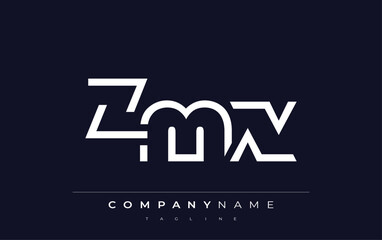 Obraz premium ZMX Minimalistic Logo Design Featuring Geometric Shapes and Simple Typography. Abstract letter logo design