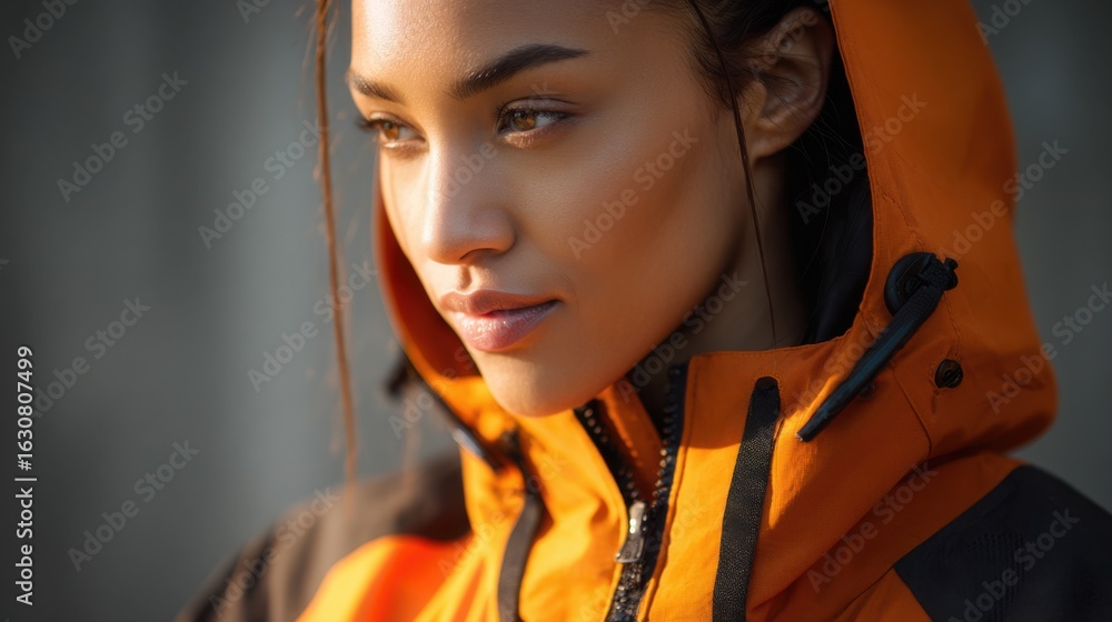 Poster medium view of adaptive outerwear with magnetic snaps tailored for different body shapes with the ga