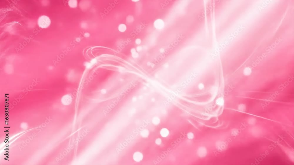 Poster intricate abstract design with glowing pink and white lines and shapes background