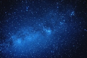 Obraz premium Starry sky background, blue night sky full of stars, glowing stars in the dark space, starry background, dark night, stars in the distance, starlight, dark background with a blue glow, night sky. 