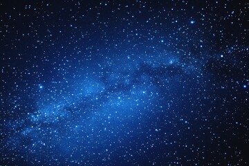 Fototapeta premium Starry sky background, blue night sky full of stars, glowing stars in the dark space, starry background, dark night, stars in the distance, starlight, dark background with a blue glow, night sky. 
