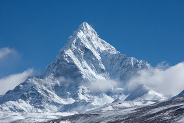 Naklejka premium explore breathtaking top mountains in world where humanity thrives harmoniously