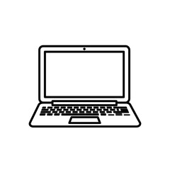 Laptop computer with blank screen in minimalist design  icon