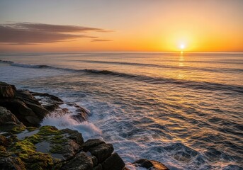 Obraz premium Dramatic ocean sunset over the coastline