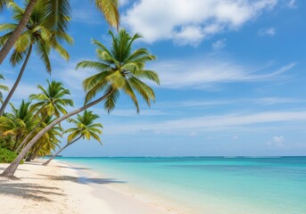 Paradise Beach with Turquoise Ocean and Palm Trees