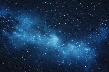 Obraz premium Starry sky background, blue night sky full of stars, glowing stars in the dark space, starry background, dark night, stars in the distance, starlight, dark background with a blue glow, night sky. 