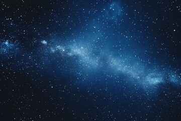 Obraz premium Starry sky background, blue night sky full of stars, glowing stars in the dark space, starry background, dark night, stars in the distance, starlight, dark background with a blue glow, night sky. 