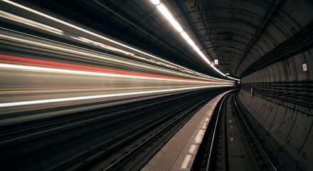 fast moving train in tunnel