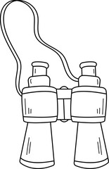 Doodle style binoculars illustration, perfect for adventure, travel, or scouting concepts.