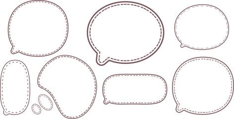 This is a collection of dark red-outlined speech bubbles. The most prominent style features a double outline: a solid red line on the outside and a dashed red line on the inside.  © kyon