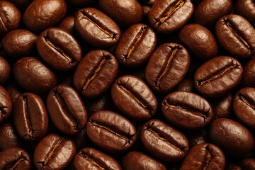 Fototapeta premium Artisanal coffee beans with rich chocolate undertones and golden roasting highlights