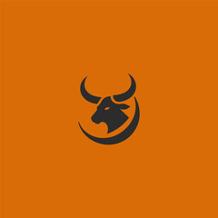 Bull horn logo in clean and minimalist silhouette design.