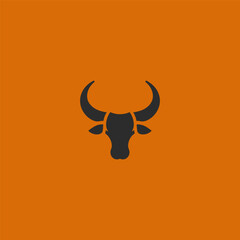 Bull horn logo in clean and minimalist silhouette design.