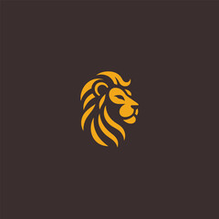Lion head logo in bold and majestic illustration style.