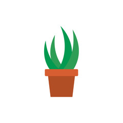 Aloe vera in clay pot. Vector