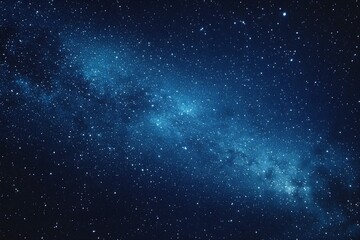 Obraz premium Starry sky background, blue night sky full of stars, glowing stars in the dark space, starry background, dark night, stars in the distance, starlight, dark background with a blue glow, night sky.