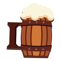 Wooden beer barrel mug. Vector