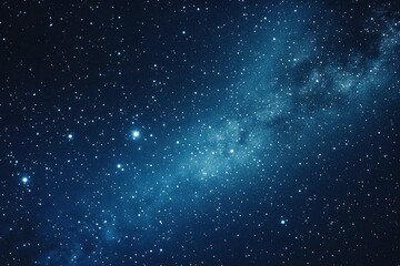 Obraz premium Starry sky background, blue night sky full of stars, glowing stars in the dark space, starry background, dark night, stars in the distance, starlight, dark background with a blue glow, night sky.