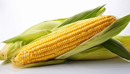 corn cobs isolated against white background highlighting fresh harvest quality