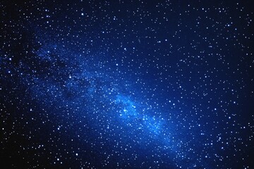 Obraz premium Starry sky background, blue night sky full of stars, glowing stars in the dark space, starry background, dark night, stars in the distance, starlight, dark background with a blue glow, night sky.