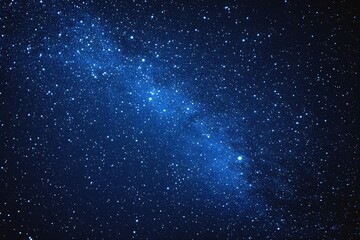 Fototapeta premium Starry sky background, blue night sky full of stars, glowing stars in the dark space, starry background, dark night, stars in the distance, starlight, dark background with a blue glow, night sky.