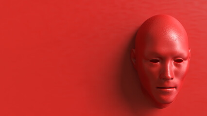 The Red face for Abstract Background concept 3d Rendering.