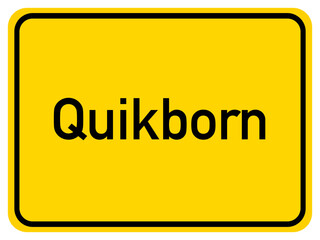 Illustration of a city entrance sign for the city of Quikborn
