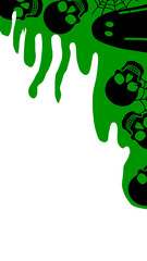green slime spooky halloween border frame on transparent background