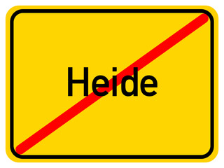 Illustration of a city exit sign for the city of Heide