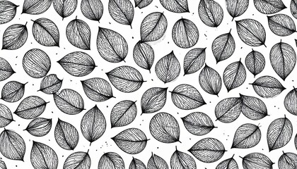Monochrome Botanical Leaf Pattern on White Background Nature Inspired Texture