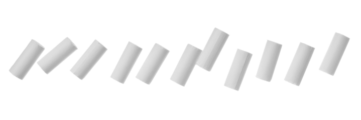 Set macro tobacco slim filters isolated on white, clipping path