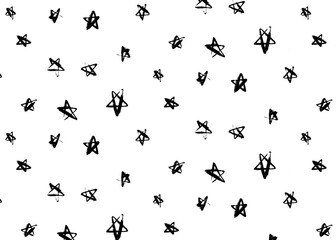 Hand-drawn seamless star pattern with ink doodles. Vector background with rough sketch style. Perfect for textile, wrapping paper, or festive design projects.