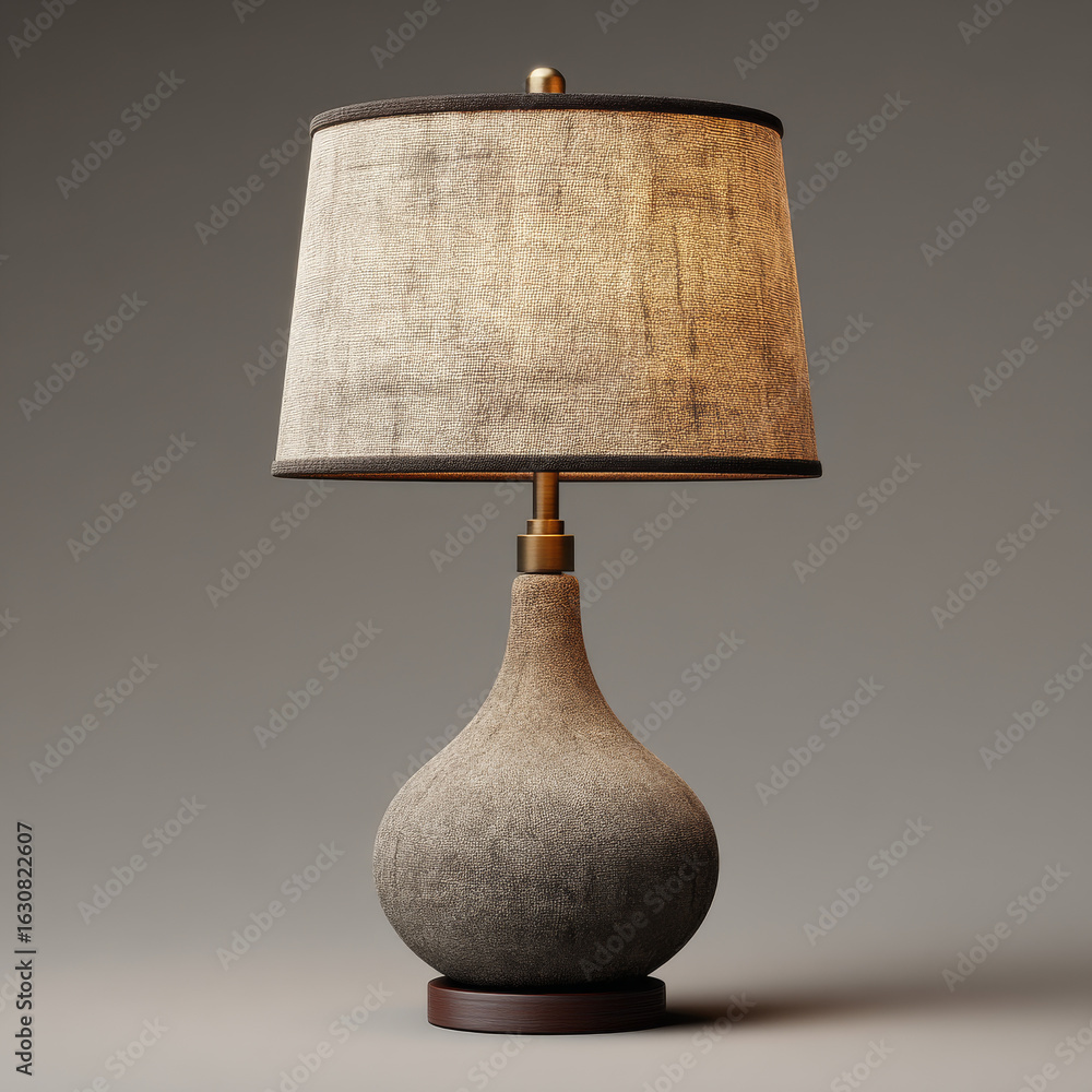 Poster minimal bedside lamp with realistic style features ambient lighting and textured fabric shade, creat