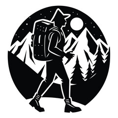 hiker carrying a backpack, symbolizing adventure and exploration