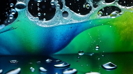 Colorful water splash in slow motion, reveals the dynamism of liquid texture on a black background - Powered by Adobe