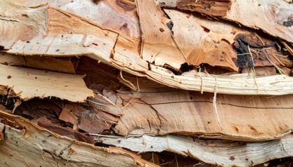 Detailed Close Up of Brown Tree Bark Texture with Natural Patterns and Layers