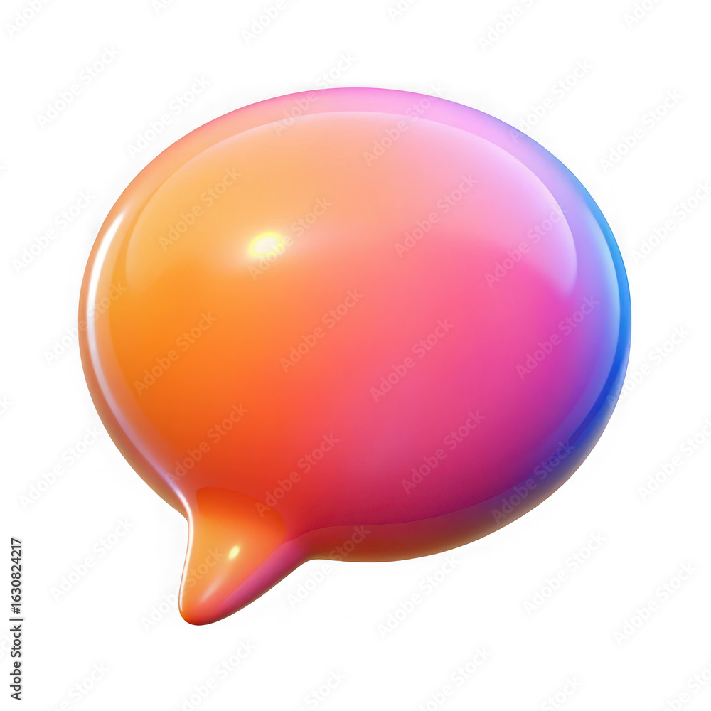 Poster glossy gradient speech bubble isolated on transparent background